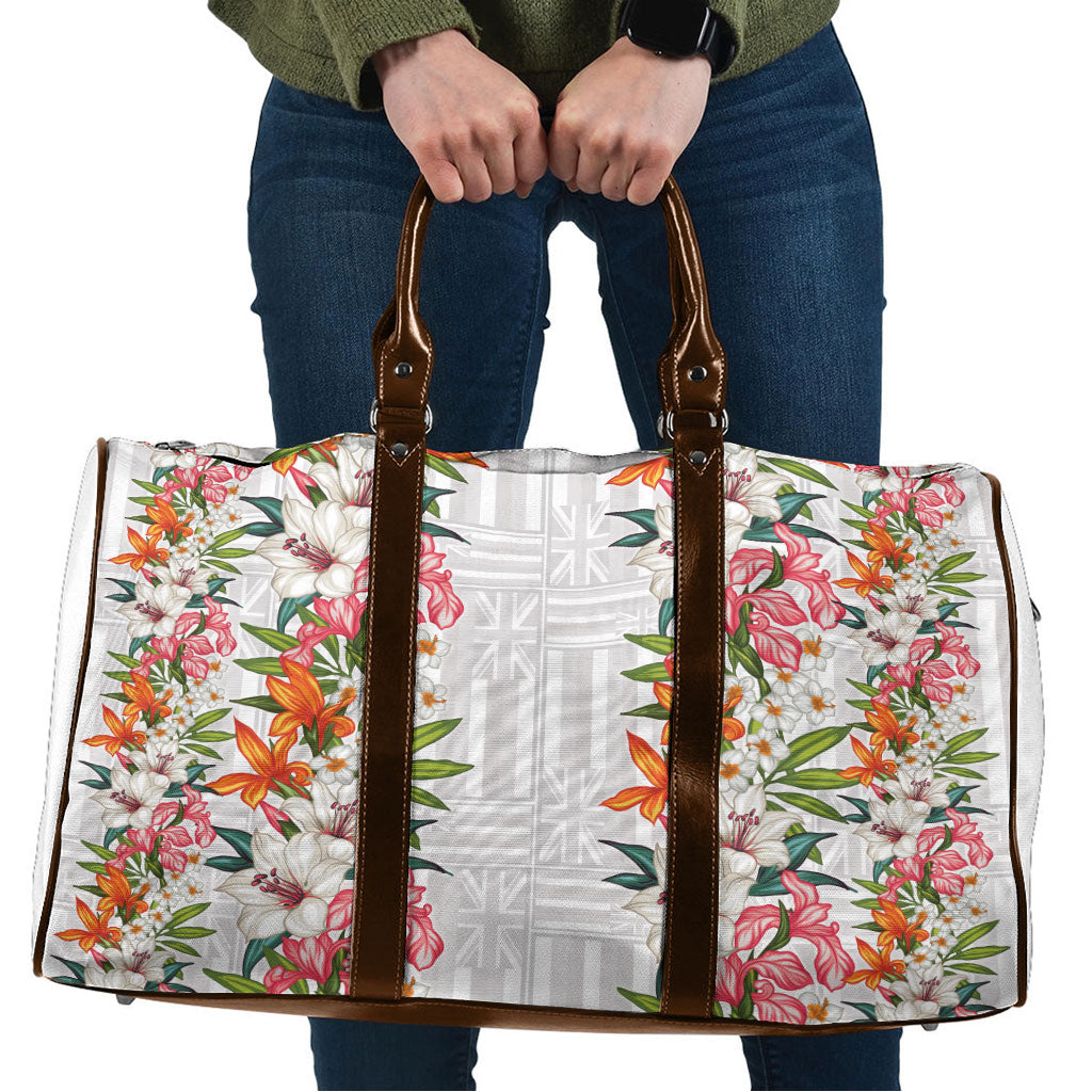 Hawaii Tropical Twist Lei Travel Bag Hawaiian Flag Motif LT9 White - Polynesian Pride