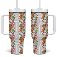 Hawaii Tropical Twist Lei Tumbler With Handle Hawaiian Flag Motif