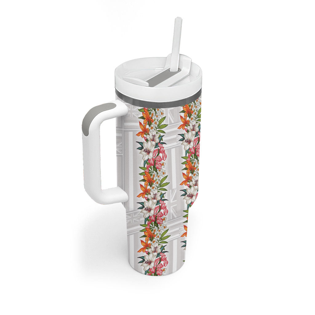 Hawaii Tropical Twist Lei Tumbler With Handle Hawaiian Flag Motif