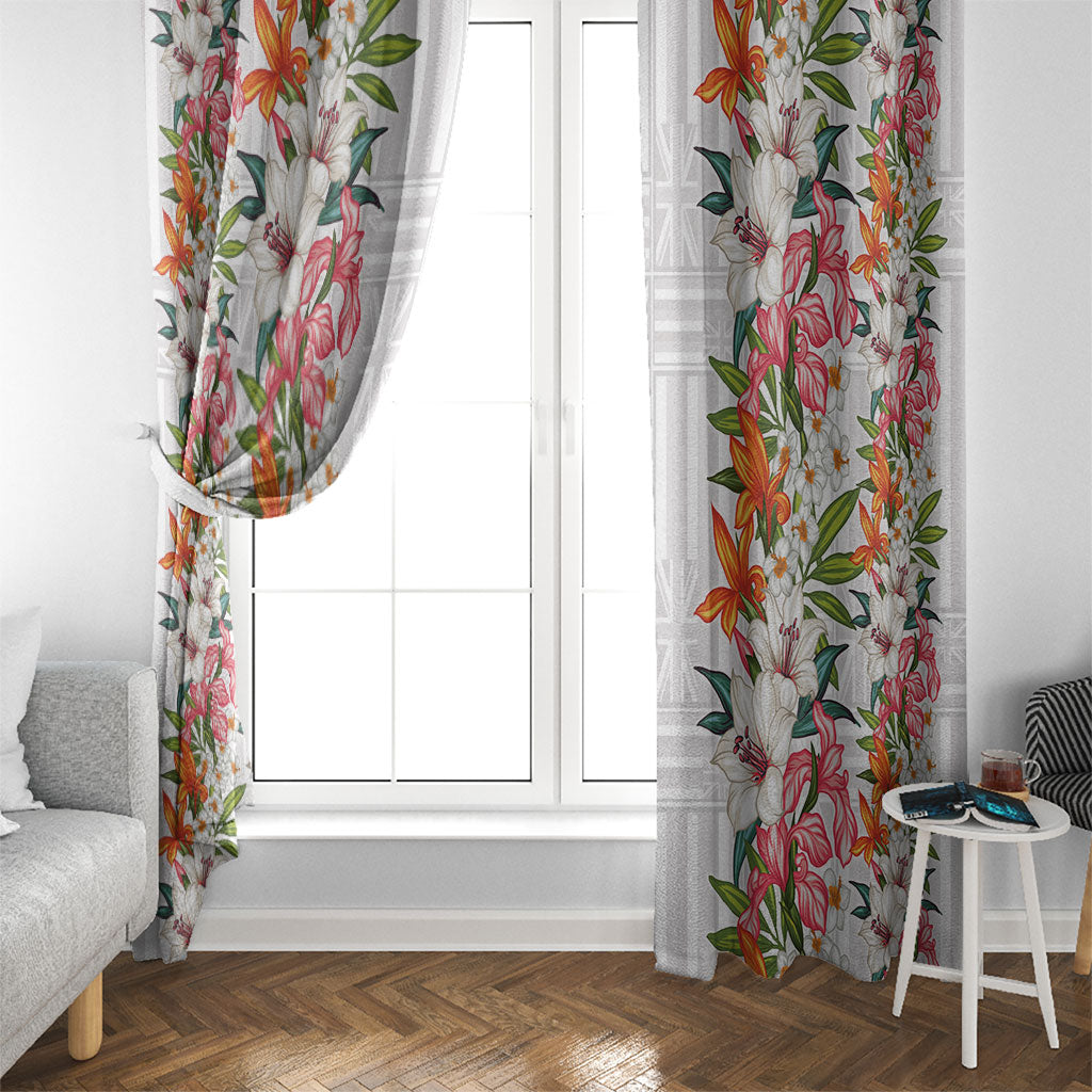 Hawaii Tropical Twist Lei Window Curtain Hawaiian Flag Motif