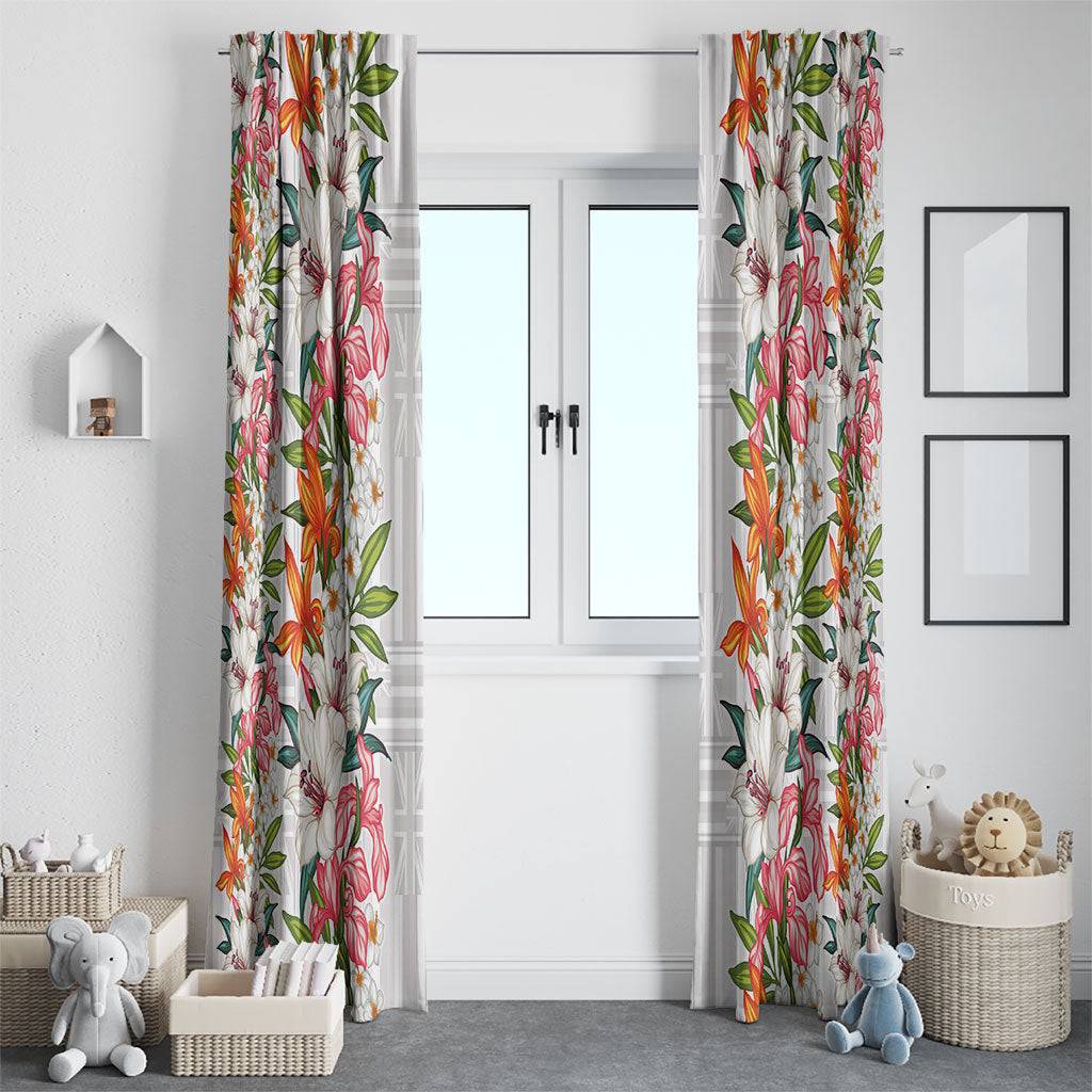 Hawaii Tropical Twist Lei Window Curtain Hawaiian Flag Motif
