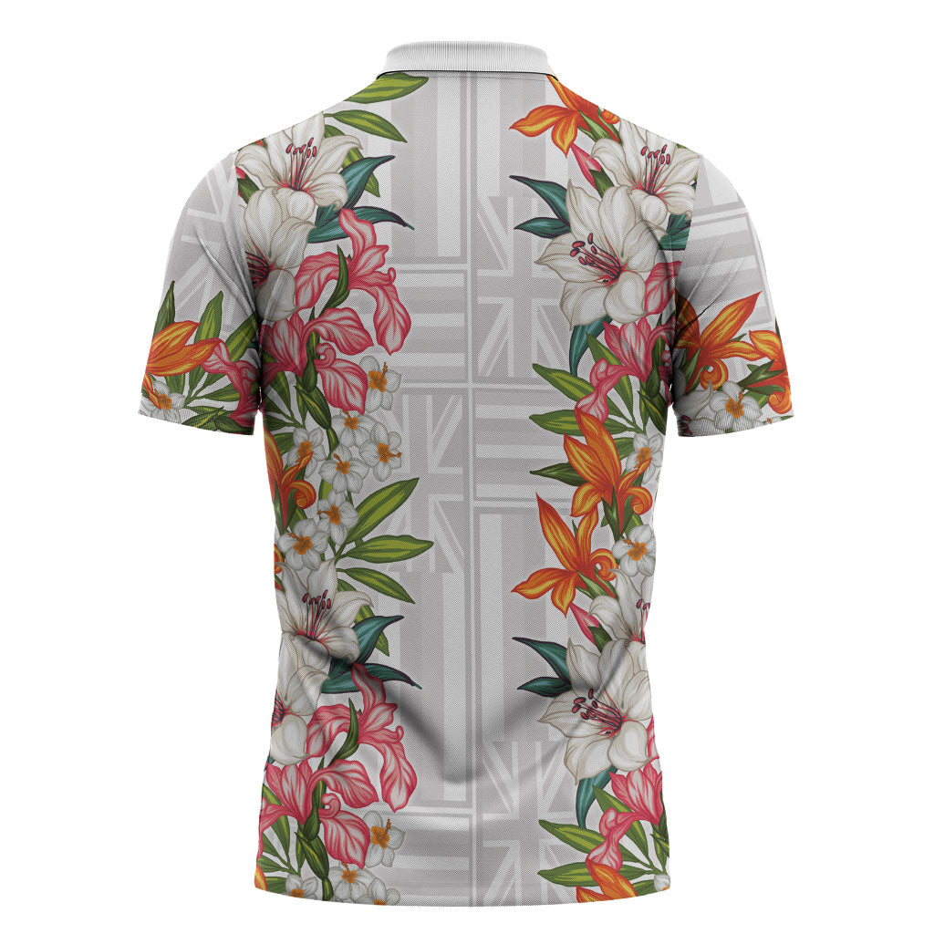 Hawaii Tropical Twist Lei Zipper Polo Shirt Hawaiian Flag Motif LT9 - Polynesian Pride