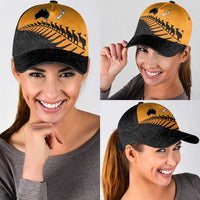 Australia New Zealand Rugby Classic Cap Gold Aboriginal Wallabies and Maori Black Fern - Polynesian Pride