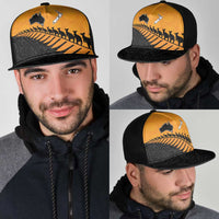 Australia New Zealand Rugby Mesh Trucker Cap Gold Aboriginal Wallabies and Maori Black Fern - Polynesian Pride