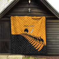Australia New Zealand Rugby Quilt Gold Aboriginal Wallabies and Maori Black Fern - Polynesian Pride