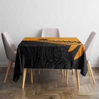 Australia New Zealand Rugby Tablecloth Gold Aboriginal Wallabies and Maori Black Fern - Polynesian Pride
