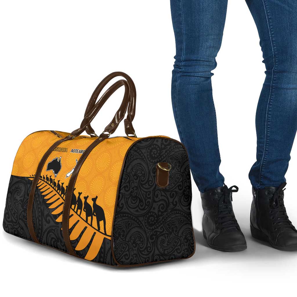 Australia New Zealand Rugby Travel Bag Gold Aboriginal Wallabies and Maori Black Fern - Polynesian Pride