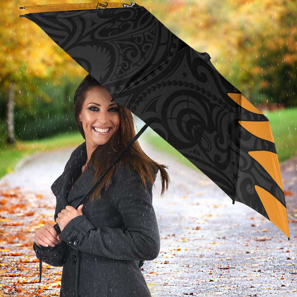 Australia New Zealand Rugby Umbrella Gold Aboriginal Wallabies and Maori Black Fern - Polynesian Pride