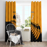 Australia New Zealand Rugby Window Curtain Gold Aboriginal Wallabies and Maori Black Fern - Polynesian Pride