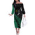 Australia Wallabies and Aotearoa Rugby Off The Shoulder Long Sleeve Dress Kangaroo Black Fern Maori Green Vibe LT9 Women Green - Polynesian Pride