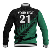 Custom Australia Wallabies and Aotearoa Rugby Baseball Jacket Kangaroo Black Fern Maori Green Vibe LT9 - Polynesian Pride