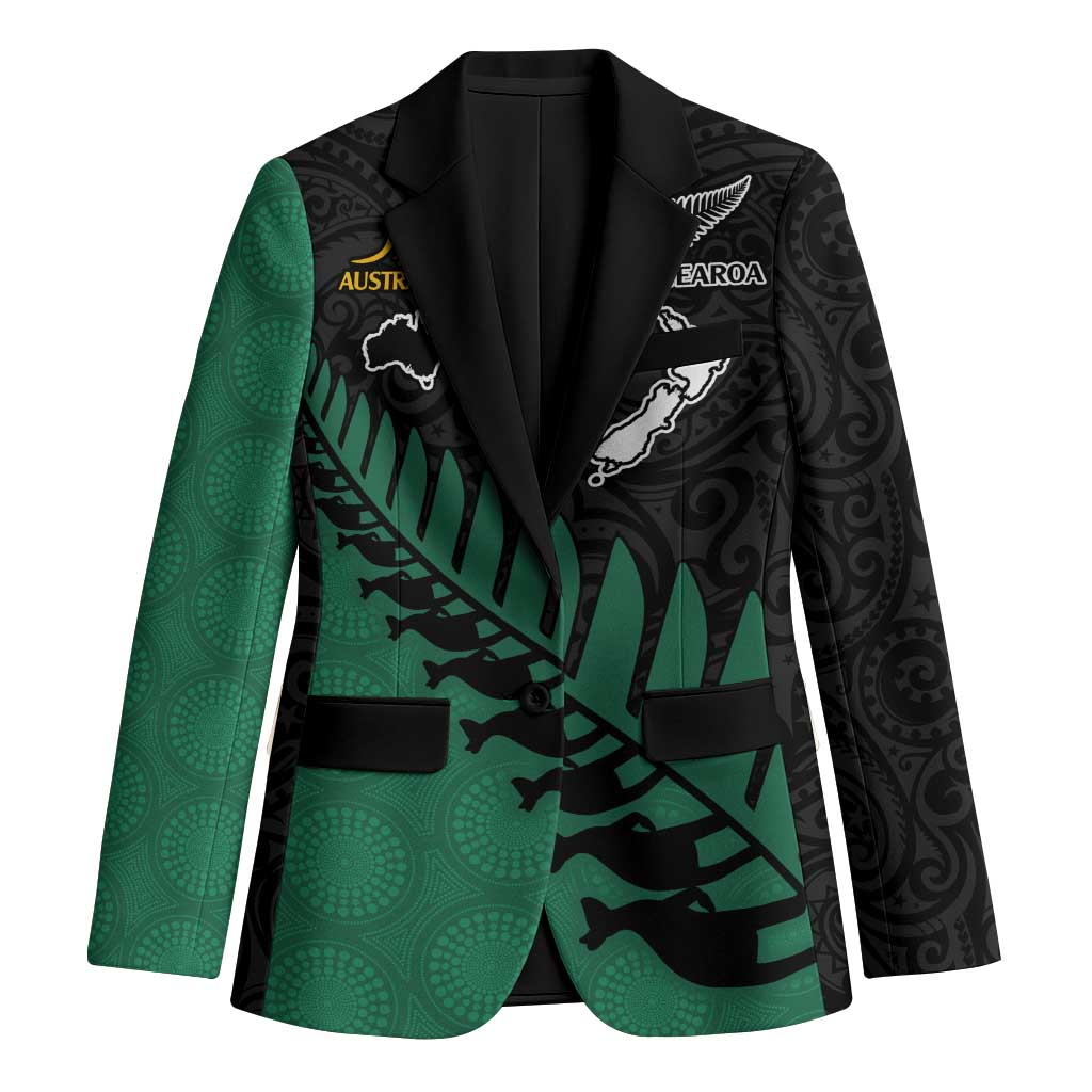Australia New Zealand Rugby Blazer Green Aboriginal Wallabies and Maori Black Fern - Polynesian Pride