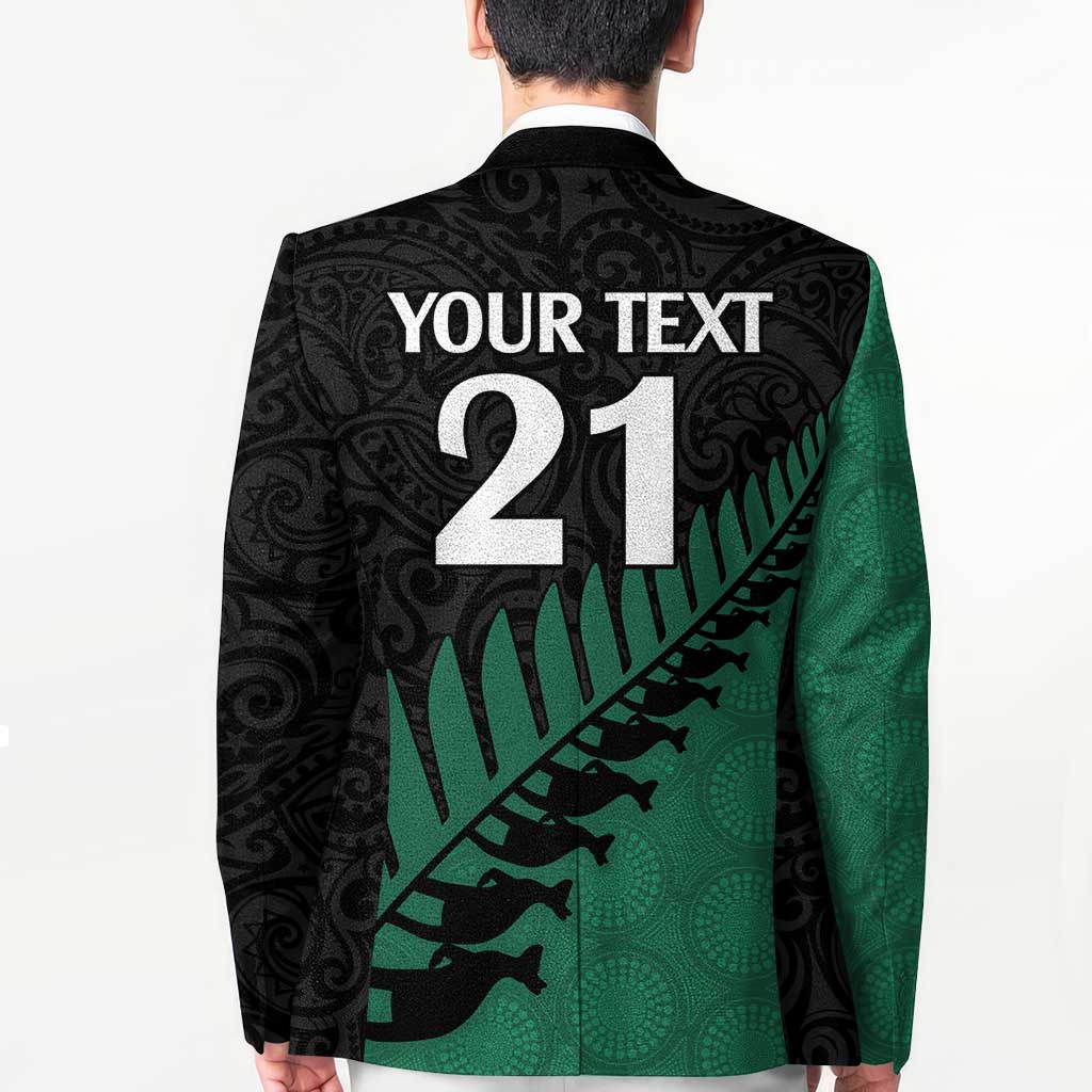 Australia New Zealand Rugby Blazer Green Aboriginal Wallabies and Maori Black Fern - Polynesian Pride
