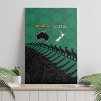 Australia New Zealand Rugby Canvas Wall Art Green Aboriginal Wallabies and Maori Black Fern - Polynesian Pride