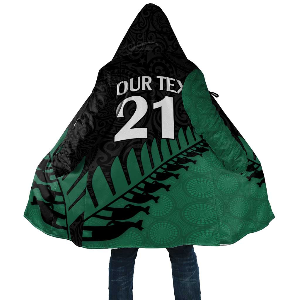 Australia New Zealand Rugby Cloak Green Aboriginal Wallabies and Maori Black Fern - Polynesian Pride