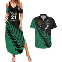 Custom Australia Wallabies and Aotearoa Rugby Couples Matching Summer Maxi Dress and Hawaiian Shirt Kangaroo Black Fern Maori Green Vibe LT9 Green - Polynesian Pride