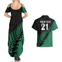 Custom Australia Wallabies and Aotearoa Rugby Couples Matching Summer Maxi Dress and Hawaiian Shirt Kangaroo Black Fern Maori Green Vibe LT9 - Polynesian Pride