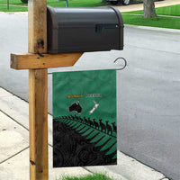 Australia New Zealand Rugby Garden Flag Green Aboriginal Wallabies and Maori Black Fern - Polynesian Pride