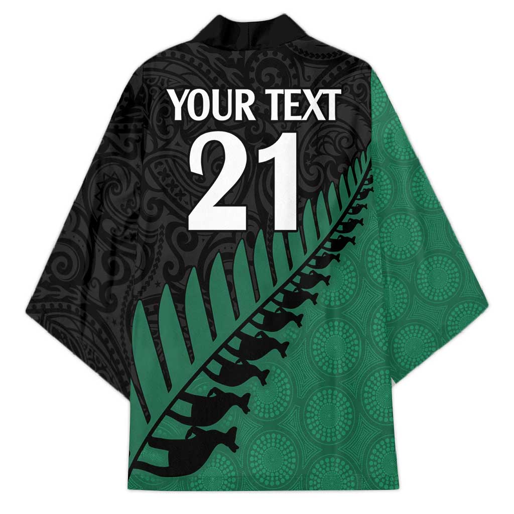 Australia New Zealand Rugby Kimono Green Aboriginal Wallabies and Maori Black Fern - Polynesian Pride