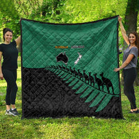 Australia New Zealand Rugby Quilt Green Aboriginal Wallabies and Maori Black Fern - Polynesian Pride