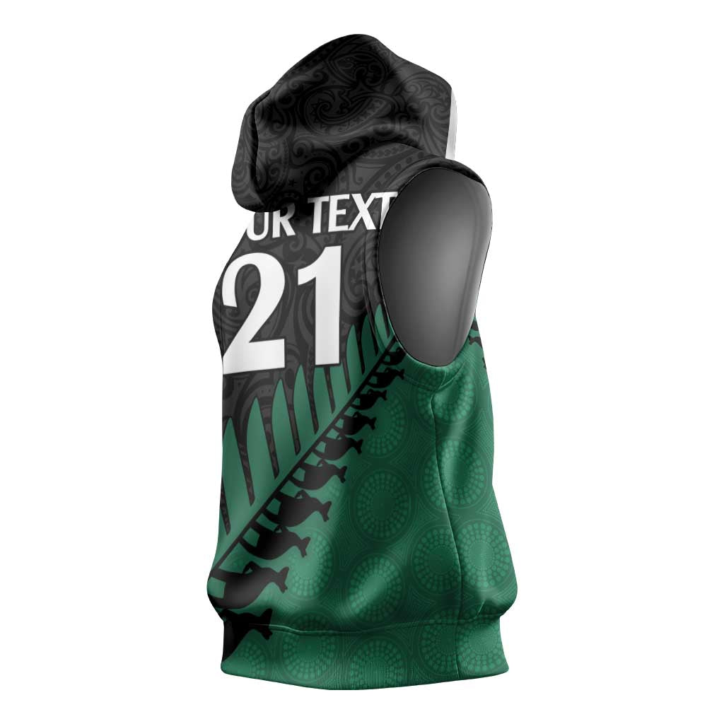 Australia New Zealand Rugby Sleeveless Hoodie Green Aboriginal Wallabies and Maori Black Fern - Polynesian Pride