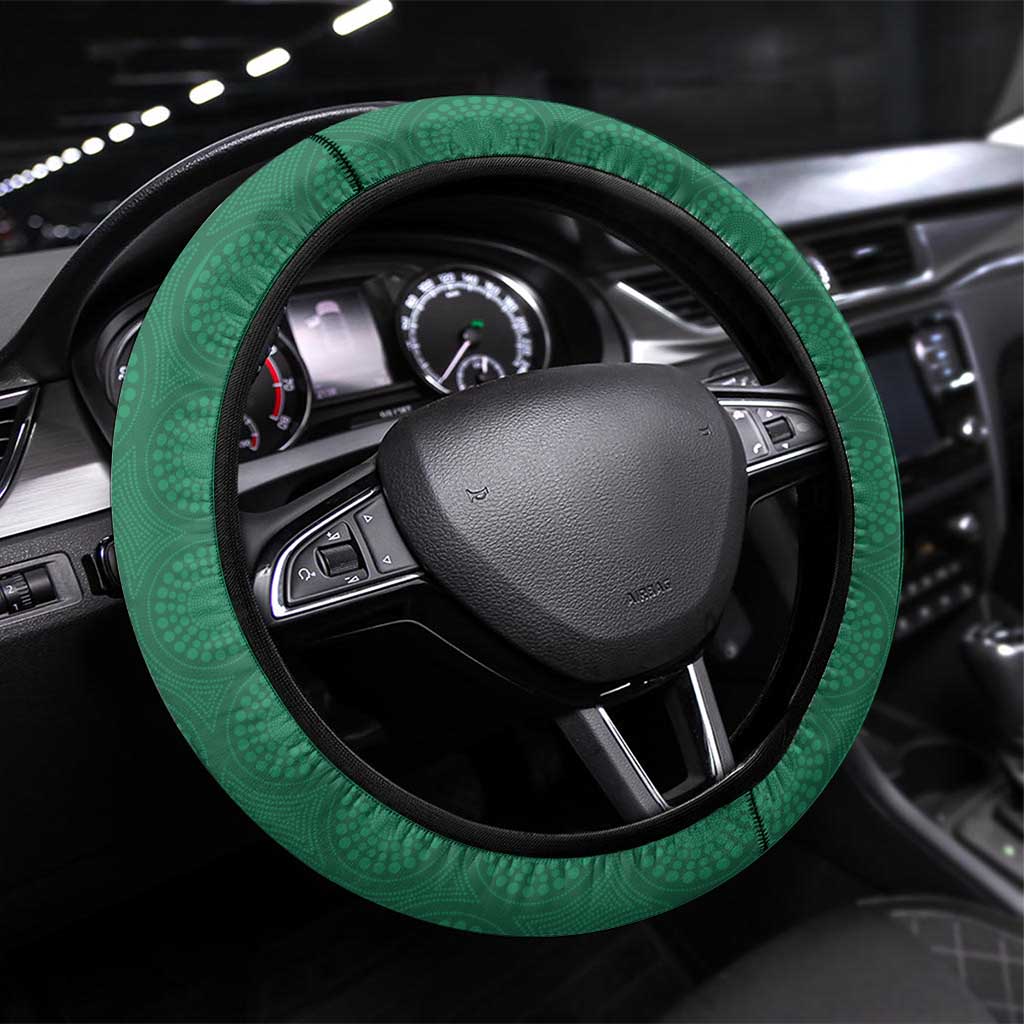 Australia New Zealand Rugby Steering Wheel Cover Green Aboriginal Wallabies and Maori Black Fern - Polynesian Pride