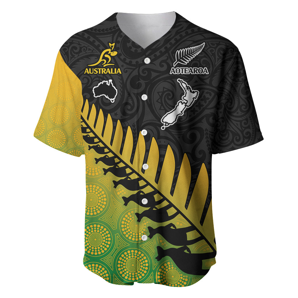 Australia Wallabies and Aotearoa Rugby Baseball Jersey Kangaroo Black Fern Maori Gradient Vibe LT9 Gradient - Polynesian Pride