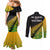 Australia Wallabies and Aotearoa Rugby Couples Matching Mermaid Dress and Long Sleeve Button Shirts Kangaroo Black Fern Maori Gradient Vibe LT9 - Polynesian Pride