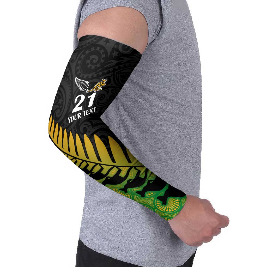 Australia New Zealand Rugby Arm Sleeves Gradient Aboriginal Wallabies and Maori Black Fern - Polynesian Pride