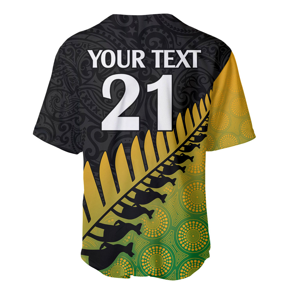Custom Australia Wallabies and Aotearoa Rugby Baseball Jersey Kangaroo Black Fern Maori Gradient Vibe LT9 - Polynesian Pride