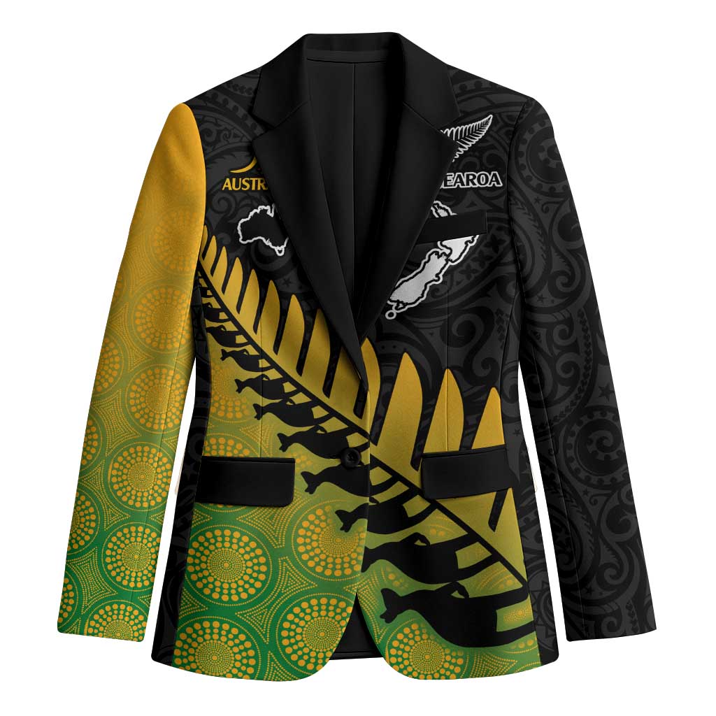 Australia New Zealand Rugby Blazer Gradient Aboriginal Wallabies and Maori Black Fern - Polynesian Pride