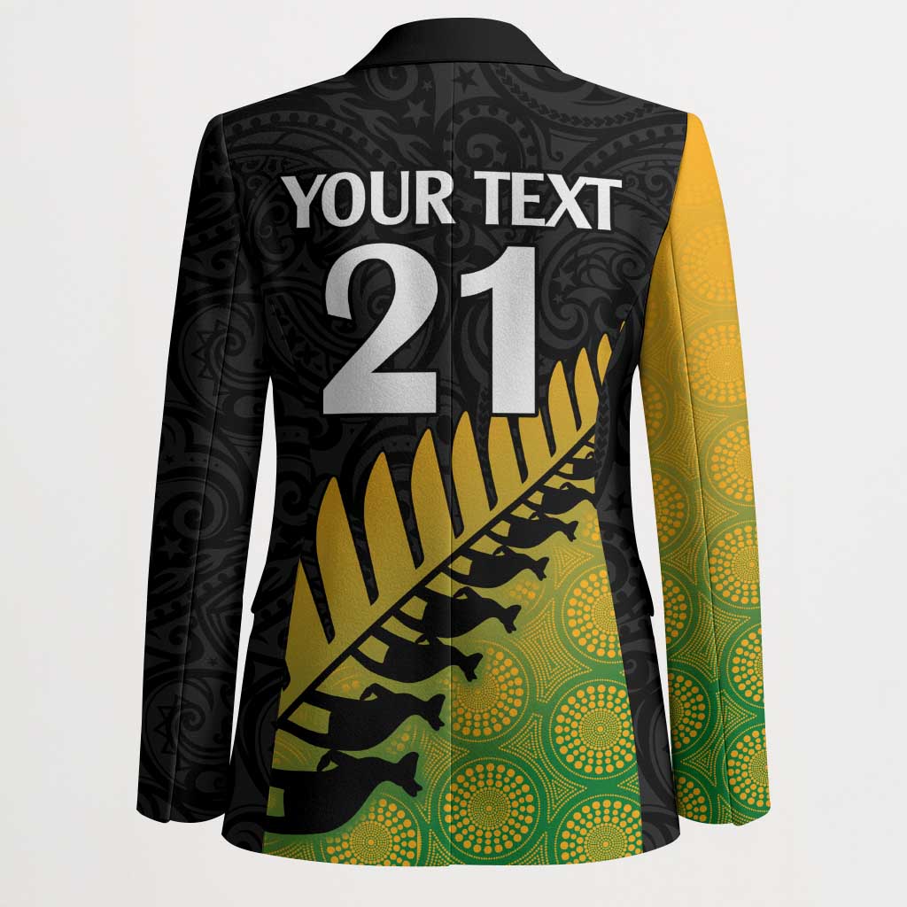 Australia New Zealand Rugby Blazer Gradient Aboriginal Wallabies and Maori Black Fern - Polynesian Pride