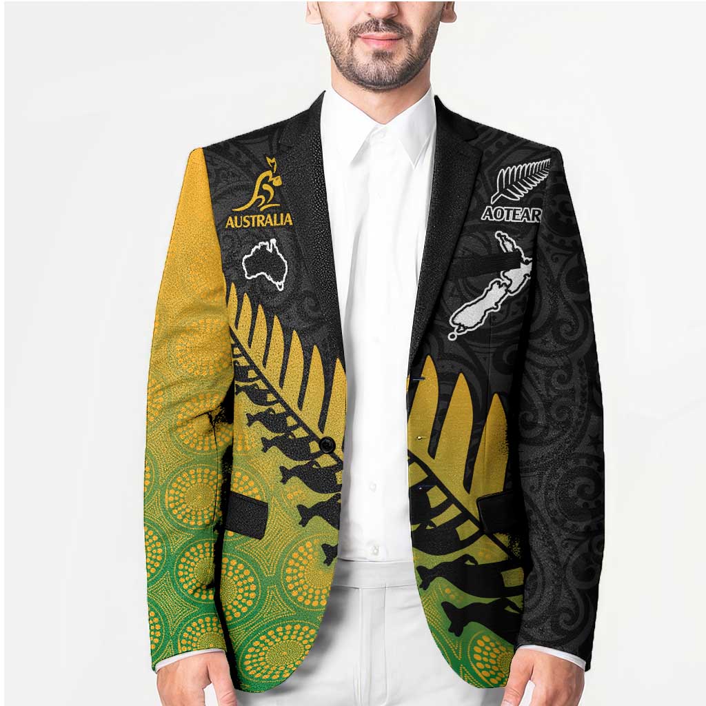 Australia New Zealand Rugby Blazer Gradient Aboriginal Wallabies and Maori Black Fern - Polynesian Pride