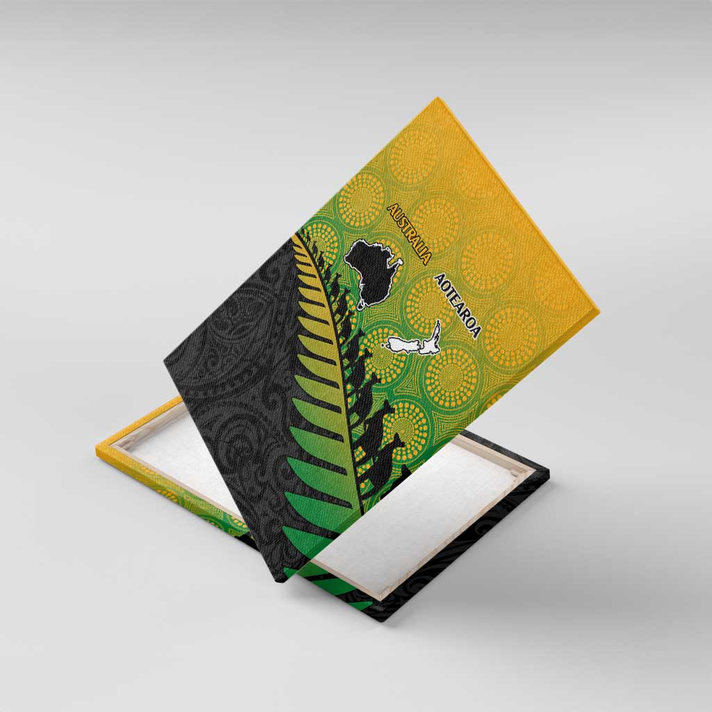 Australia New Zealand Rugby Canvas Wall Art Gradient Aboriginal Wallabies and Maori Black Fern - Polynesian Pride