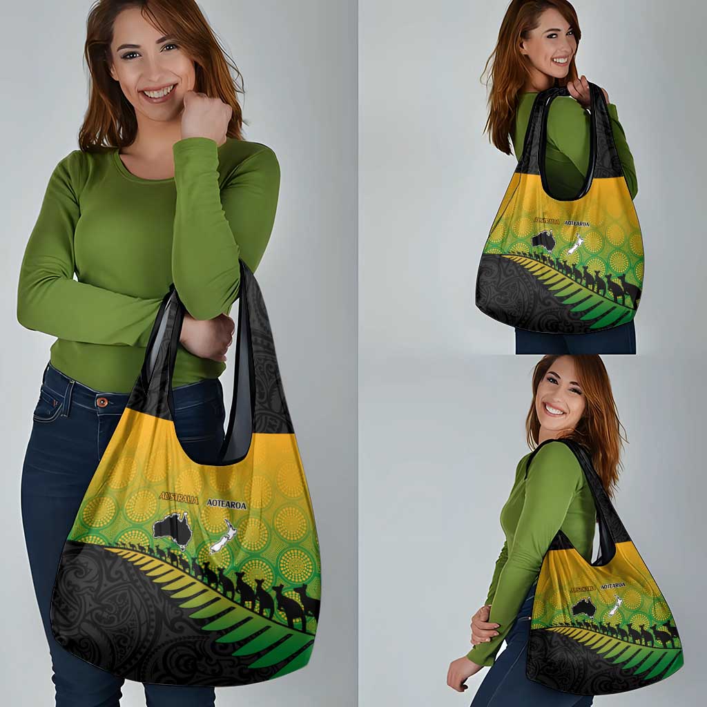 Australia New Zealand Rugby Grocery Bag Gradient Aboriginal Wallabies and Maori Black Fern - Polynesian Pride
