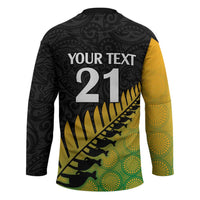 Australia New Zealand Rugby Hockey Jersey Gradient Aboriginal Wallabies and Maori Black Fern - Polynesian Pride