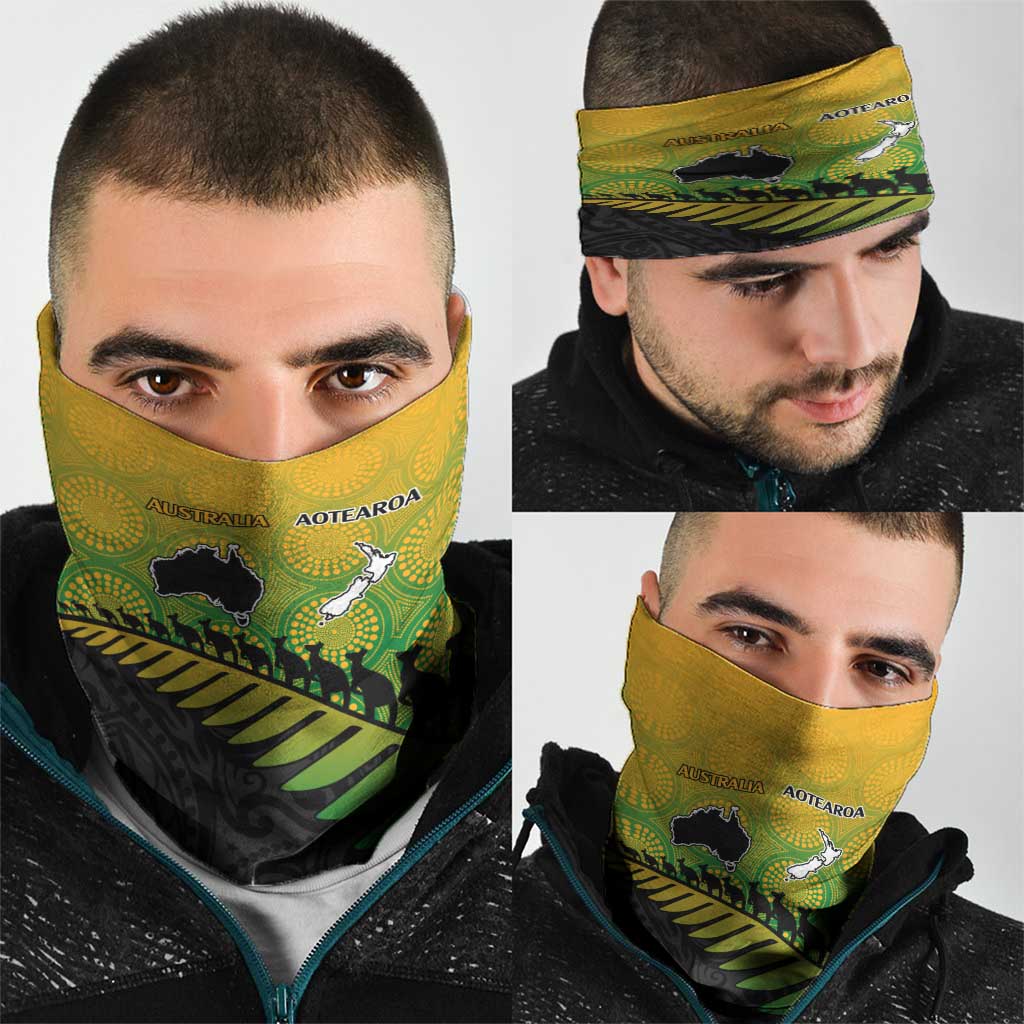 Australia New Zealand Rugby Neck Gaiter Gradient Aboriginal Wallabies and Maori Black Fern LT9