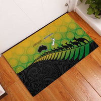 Australia New Zealand Rugby Rubber Doormat Gradient Aboriginal Wallabies and Maori Black Fern - Polynesian Pride