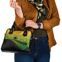 Australia New Zealand Rugby Shoulder Handbag Gradient Aboriginal Wallabies and Maori Black Fern - Polynesian Pride