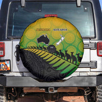 Australia New Zealand Rugby Spare Tire Cover Gradient Aboriginal Wallabies and Maori Black Fern - Polynesian Pride