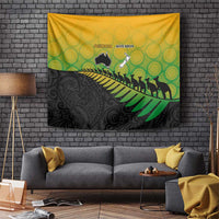 Australia New Zealand Rugby Tapestry Gradient Aboriginal Wallabies and Maori Black Fern - Polynesian Pride