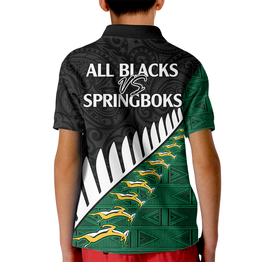 South Africa and Aotearoa Rugby Kid Polo Shirt Springboks Black Fern Maori Vibe LT9 - Polynesian Pride