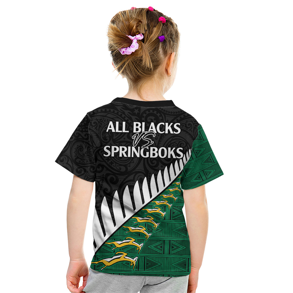 South Africa and Aotearoa Rugby Kid T Shirt Springboks Black Fern Maori Vibe LT9 - Polynesian Pride