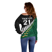 Custom South Africa and Aotearoa Rugby Off Shoulder Sweater Springboks Black Fern Maori Vibe LT9 - Polynesian Pride