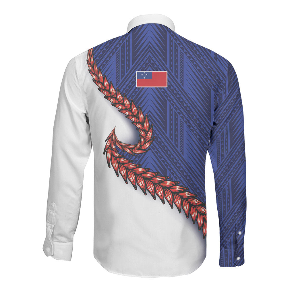 Ula Fala Red Samoa Chief Long Sleeve Button Shirt Samoan Art Black Tribal