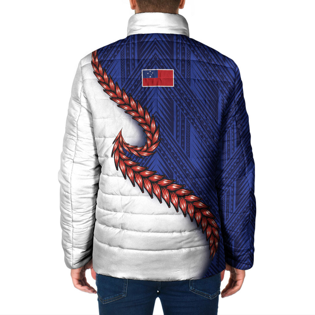Ula Fala Red Samoa Chief Padded Jacket Samoan Art Black Tribal