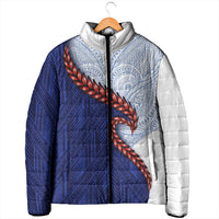 Ula Fala Red Samoa Chief Padded Jacket Samoan Art Black Tribal