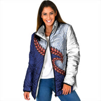 Ula Fala Red Samoa Chief Padded Jacket Samoan Art Black Tribal