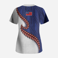 Ula Fala Red Samoa Chief Scrub Top Samoan Art Black Tribal