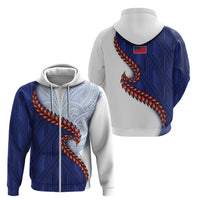 Ula Fala Red Samoa Chief Zip Hoodie Samoan Art Black Tribal